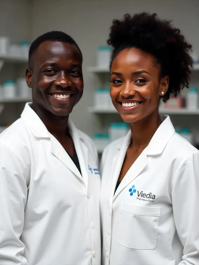 Viedia laboratory technicians at work
