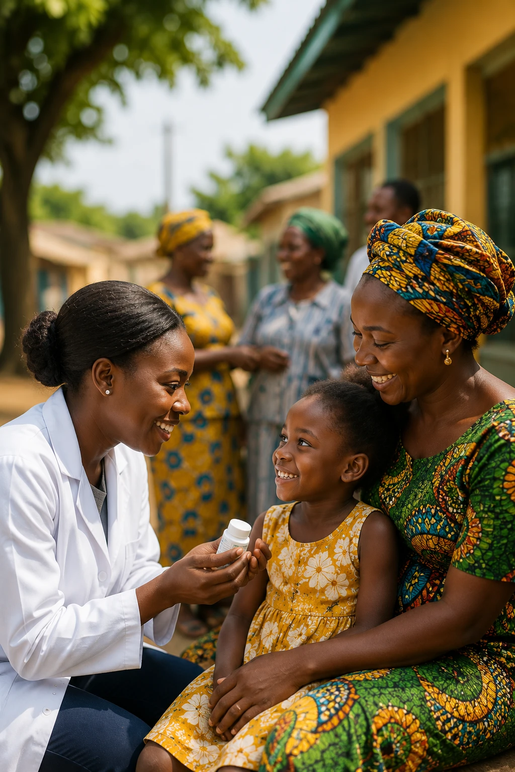 Community health outreach with families outdoors